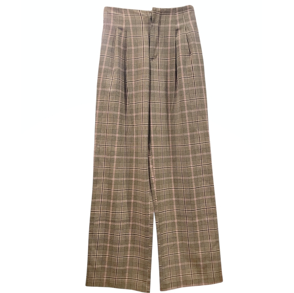 Zara Plaid High Waist Trousers Wide Leg Pants XS - Picture 3 of 11